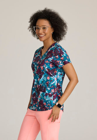 GREYS ANATOMY STRETCH - F 4PKT  Classic Ella Print Top  Spandex